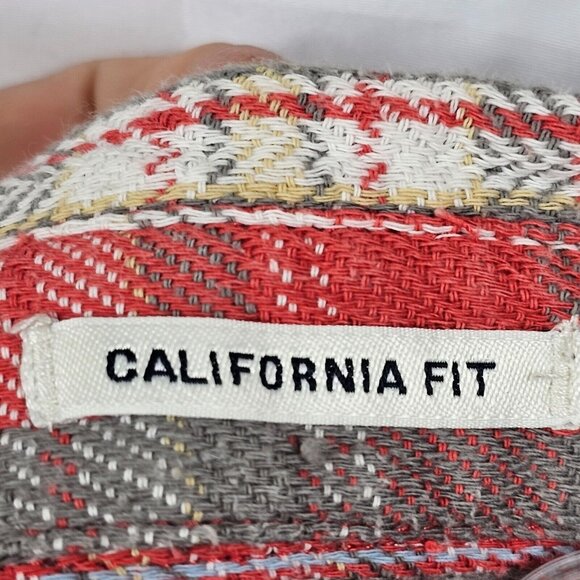 Mens California Fit Western Cowboy Outdoor Rugged Work Farm Red Plaid Flannel LG - Picture 13 of 13